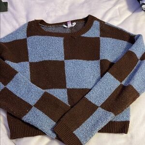 No Boundaries Blue and Brown Crew Neck Sweater